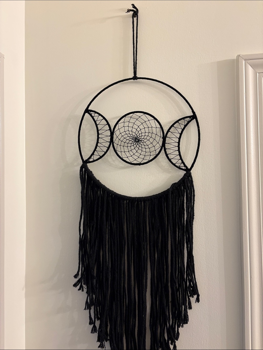 Black Triple Moon Dreamcatcher Wall Hanging - Brand